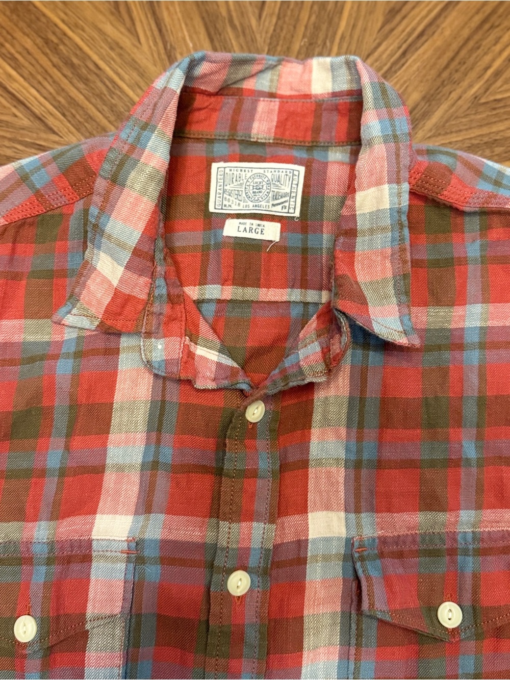 Lucky Brand Vintage-Inspired Red Plaid Flannel Shirt - Large